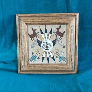 Navajo Native American Sun Shield Sand Painting, Handmade